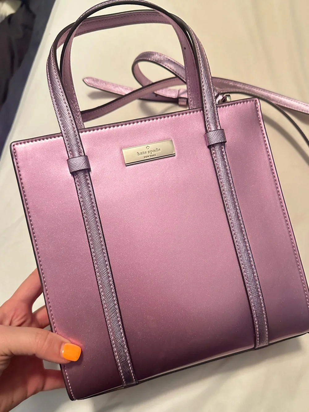 kate spade Metallic Lilac Pink Crossbody Bag